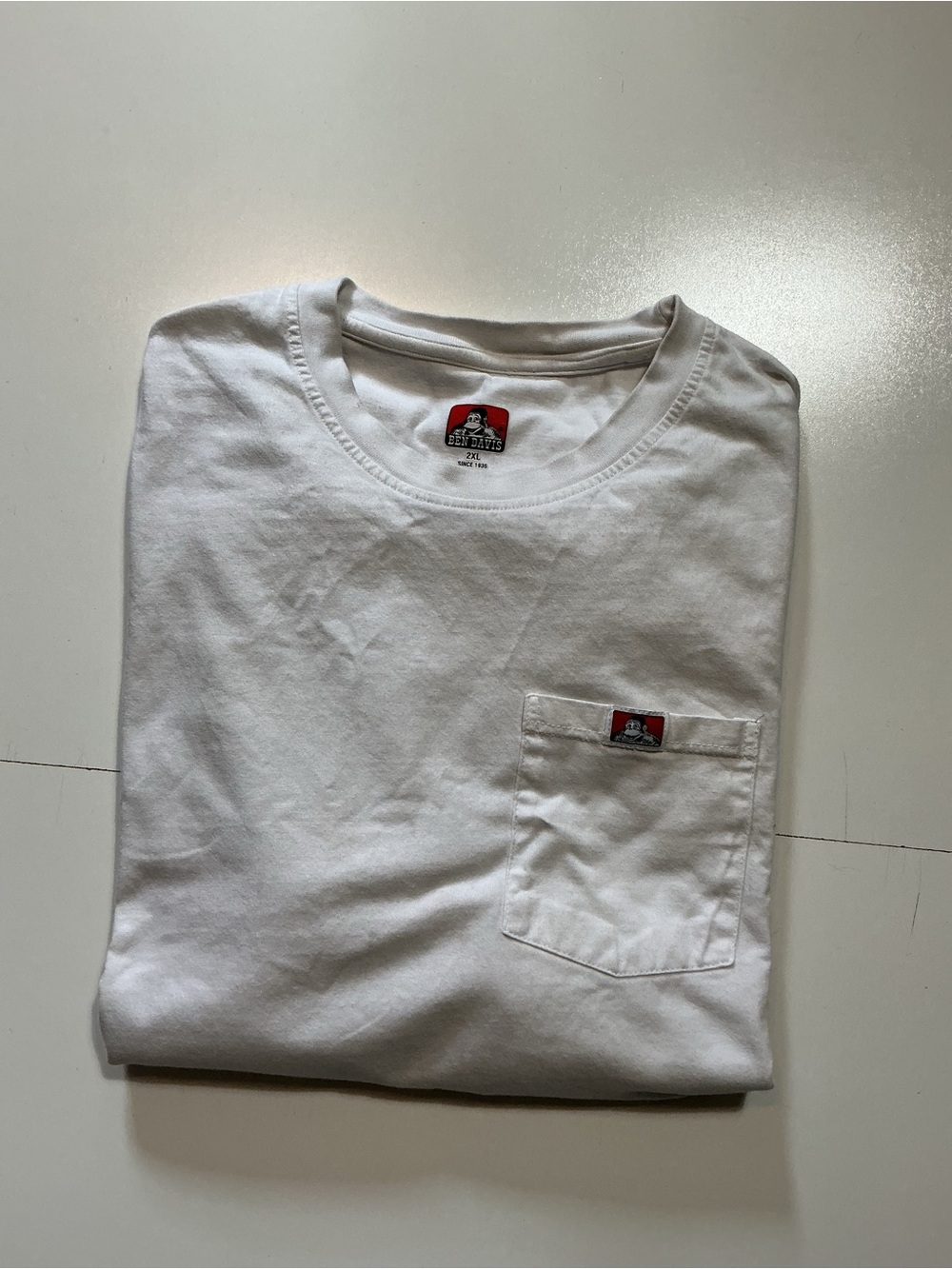 Ben Davis Workwear Heavyweight 100% Cotton White Crewneck S/S T-Shirt
